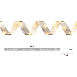 20M Christmas Lights Ribbon Fairy Light 200 LED Warm Jingle Jollys - 0