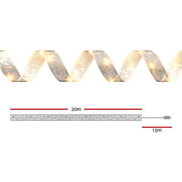 20M Christmas Lights Ribbon Fairy Light 200 LED Warm Jingle Jollys - 0