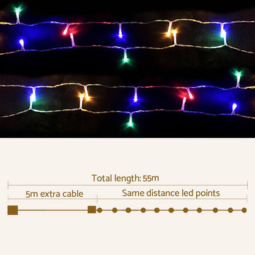 Jingle Jollys 50M Christmas Lights String Light Xmas Decoration Multi Colour - 0