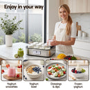 Devanti Yoghurt Maker Machine with 12x180ml Glass Cups Temp Control Grey-8