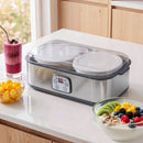 Devanti Greek Yoghurt Maker Machine 2x960ml Large Tubs Temp Control Grey-1
