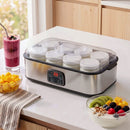 Devanti Yoghurt Maker Machine with 8x180ml Glass Cups Temp Control Black-1
