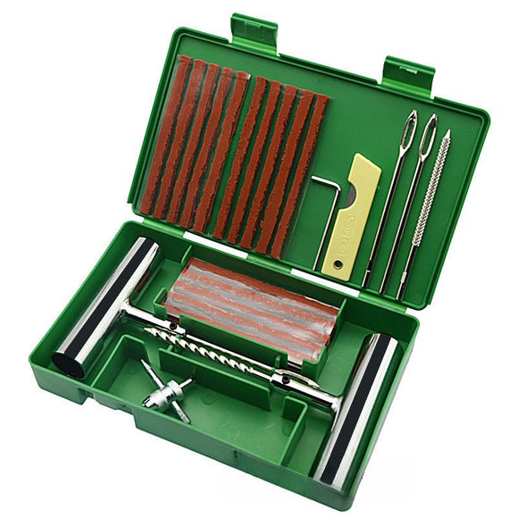 A 33 - piece set Green Heavy - Duty Tubeless Tyre Repair Kit - Emergency Puncture Plug Set for Cars, Motorcycles & ATVs - RnR Galore