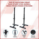 Adjustable Squat Rack Pair Steel Barbell Bench Press Stands Gym Home - RnR Galore