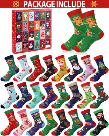 Advent Calendar 2025 Adult Men 24 Days of Christmas Cotton Socks US 7 - 13 Fun Christmas Sock Advent Calendar for Men Funny Gifts for Dad Boyfriend Husband Brother Random Socks Gift Box - RnR Galore