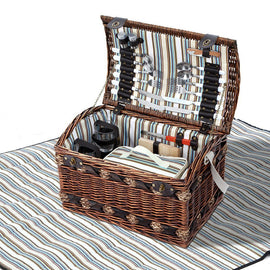 Alfresco 4 Person Picnic Basket Set Insulated Storage Blanket - RnR Galore