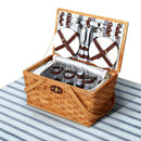 Alfresco 4 Person Picnic Basket Set Wooden Blanket Bag Insulated - RnR Galore
