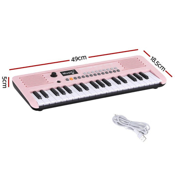 Alpha 37 - Key Digital Piano Keyboard for Kids Beginners Electronic Keyboard Piano Gift Pink - RnR Galore