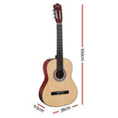 Alpha 39 Inch Classical Guitar Wooden Body Nylon String Beginner Gift Natural - RnR Galore