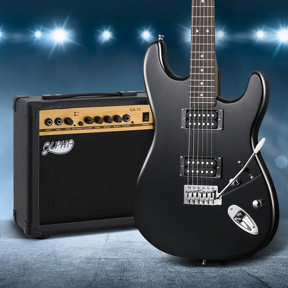 Alpha Electric Guitar Music String Instrument 20W Amplifier Black - RnR Galore