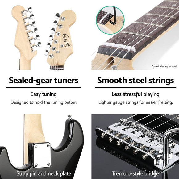 Alpha String Music Instruments Alpha Electric Guitar Music String Instrument 20W Amplifier Black - RnR ...