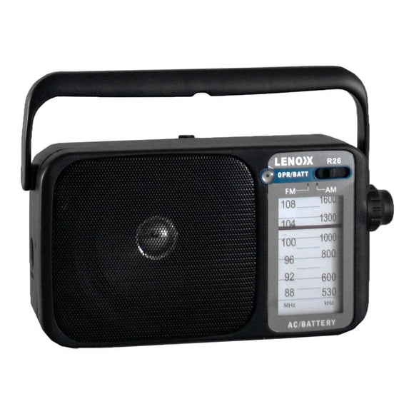 AM/FM Mantle Radio (Black) Battery Operated, w/ Bandwidth 540 - 1600 - RnR Galore