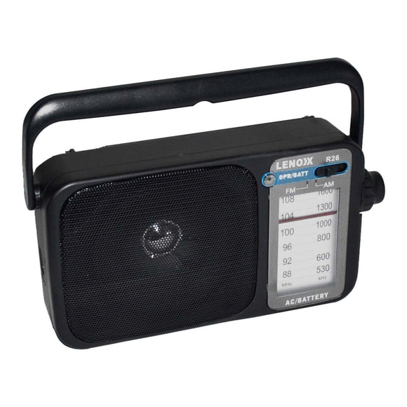 AM/FM Mantle Radio (Black) Battery Operated, w/ Bandwidth 540 - 1600 - RnR Galore