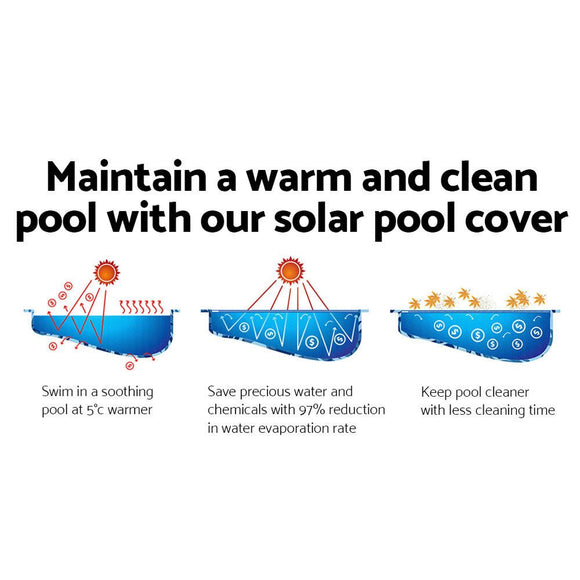 Aqua Buddy Pool Cover 9.5x5m 400 Micron Swimming Pool Solar Blanket Blue Silver - RnR Galore