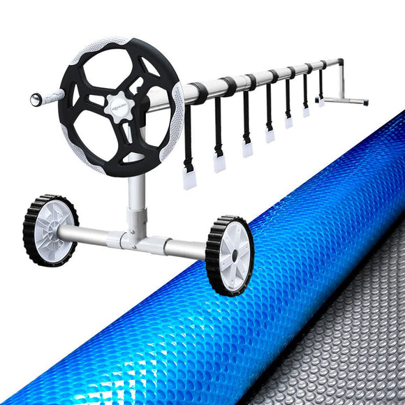 Aquabuddy Pool Cover 500 Micron 10x4m Swimming Pool Solar Blanket Blue Silver 5.5m Roller - RnR Galore