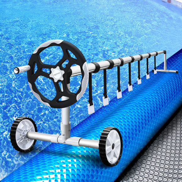 Aquabuddy Pool Cover 500 Micron 10x4m Swimming Pool Solar Blanket Blue Silver 5.5m Roller - RnR Galore