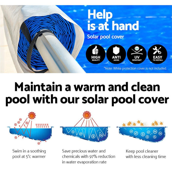 Aquabuddy Pool Cover 500 Micron 6.5x3m Silver Swimming Pool Solar Blanket 4m Roller - RnR Galore