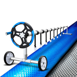 Aquabuddy Pool Cover 500 Micron 6.5x3m Silver Swimming Pool Solar Blanket 5.5m Blue Roller - RnR Galore