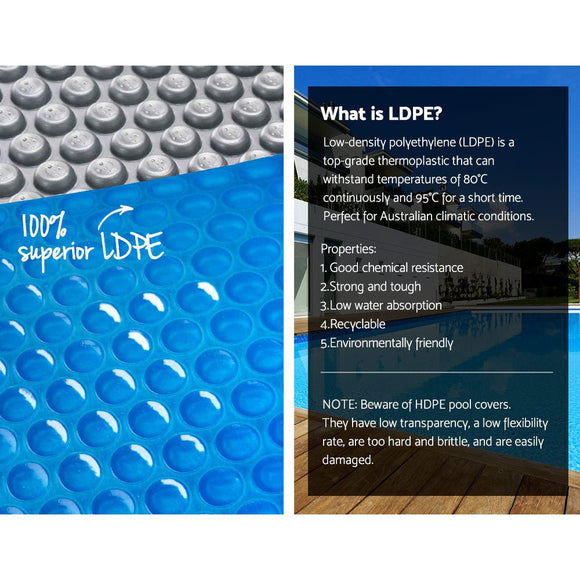 Aquabuddy Pool Cover 500 Micron 9.5x5m Swimming Pool Solar Blanket Blue Silver - RnR Galore