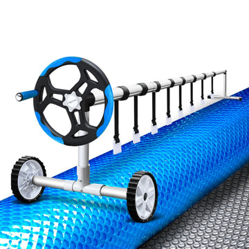 Aquabuddy Pool Cover 6.5x3m 400 Micron Silver Swimming Pool Solar Blanket 5.5m Blue Roller - RnR Galore