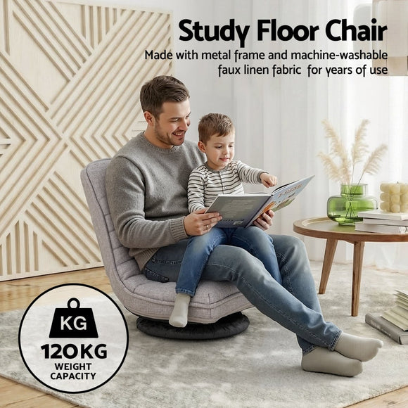 Ariss Swivel Floor Chair 360 Adjustable Foldable Lounge Seat Floor Sofa Chair Grey - RnR Galore