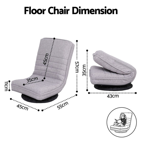 Ariss Swivel Floor Chair 360 Adjustable Foldable Lounge Seat Floor Sofa Chair Grey - RnR Galore