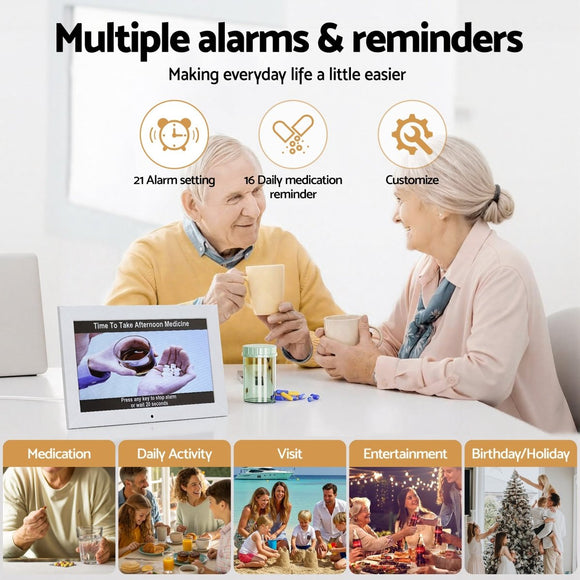 Artiss 10" Digital Day Clock Alarm Calendar Dementia Date Week Desk Clocks White - RnR Galore