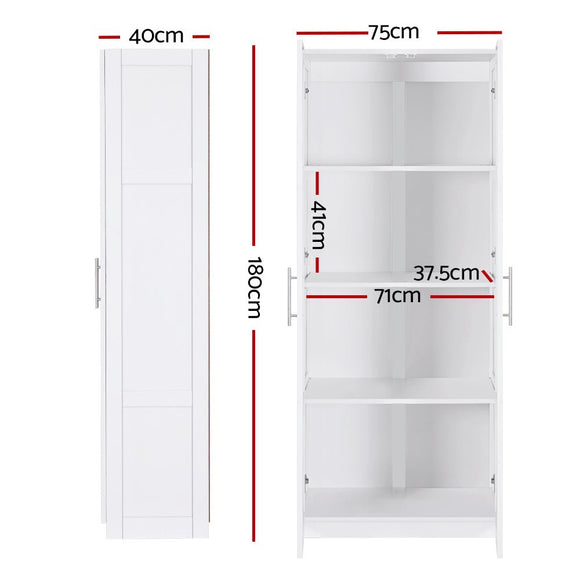 Artiss 2 Door Buffet Sideboard Cupboard Cabinet Pantry White - RnR Galore