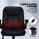 Artiss 2 Point Massage Office Chair Leather Mid Back Black - RnR Galore