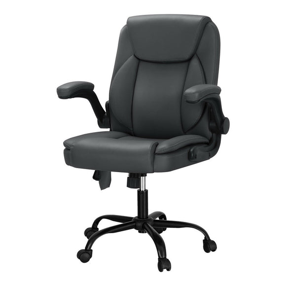 Artiss 2 Point Massage Office Chair Leather Mid Back Grey - RnR Galore