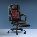 Artiss 2 Point Massage Office Chair PU Leather Footrest Black - RnR Galore