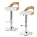 Artiss 2x Bar Stools Adjustable Leather Padded White - RnR Galore