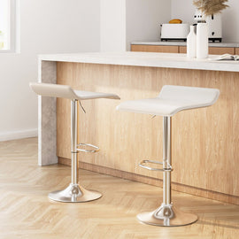 Artiss 2x Bar Stools Faux Leather Chair White - RnR Galore