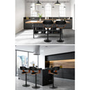 Artiss 2x Bar Stools Gas Lift Leather w/Armrest All Black - RnR Galore