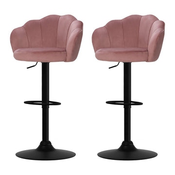 Artiss 2x Bar Stools Gas Lift Velvet Pink - RnR Galore