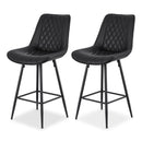Artiss 2x Bar Stools Kitchen Dining Chair Counter Stool Diamond PU Leather Black - RnR Galore