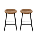 Artiss 2x Bar Stools Kitchen Dining Chairs Counter Stool PU Leather Metal Brown - RnR Galore