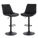 Artiss 2x Bar Stools Kitchen Swivel Gas Lift Counter Chair Diamond Leather Black - RnR Galore