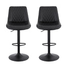 Artiss 2x Bar Stools Kitchen Swivel Gas Lift Counter Chair Diamond Leather Black - RnR Galore