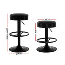 Artiss 2x Bar Stools Leather Padded Gas Lift Black - RnR Galore