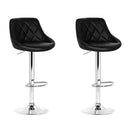 Artiss 2x Bar Stools Leather Padded Gas Lift Stool Black - RnR Galore
