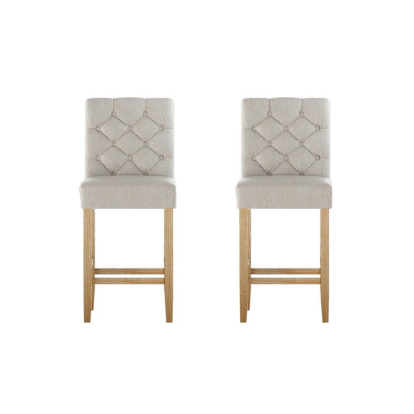 Artiss 2x Bar Stools Linen Upholstered Chairs - RnR Galore
