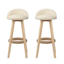 Artiss 2x Bar Stools Padded Leather Wooden Beige - RnR Galore