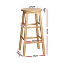 Artiss 2x Bar Stools Round Chairs Wooden Nature - RnR Galore