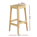 Artiss 2x Bar Stools Rubber Wood Stool Counter Chair Rattan Barstools Kitchen - RnR Galore