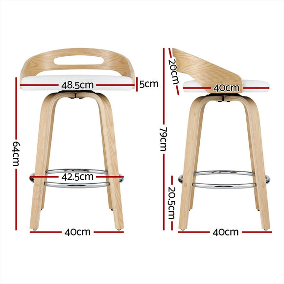 Artiss 2x Bar Stools Swivel Dining Chairs Low Back Counter Seat PU Cushion - RnR Galore