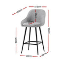 Artiss 2x Bar Stools Upholstered Stool Counter Seat Kitchen Dining Chairs - RnR Galore