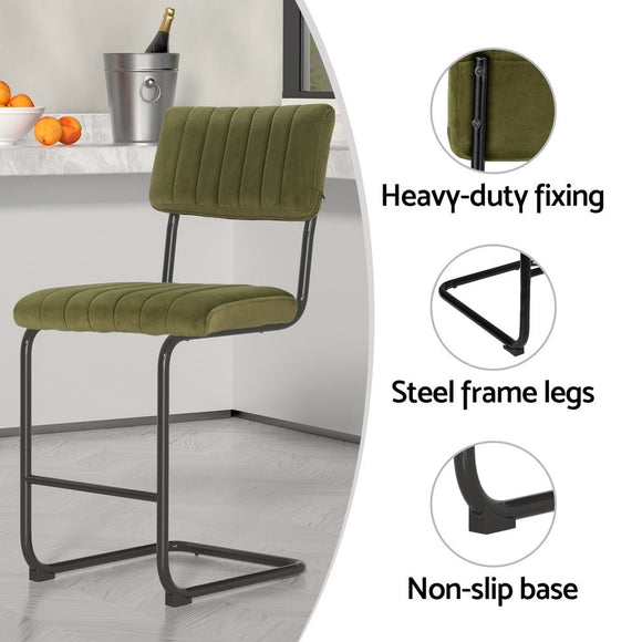 Artiss 2x Bar Stools Velvet Chairs Green - RnR Galore