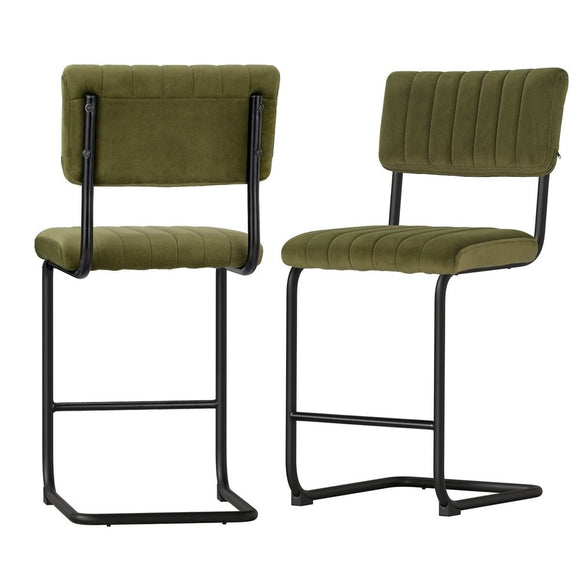 Artiss 2x Bar Stools Velvet Chairs Green - RnR Galore