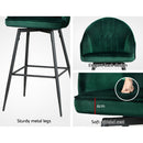 Artiss 2x Bar Stools Velvet Swivel Metal Legs Green - RnR Galore